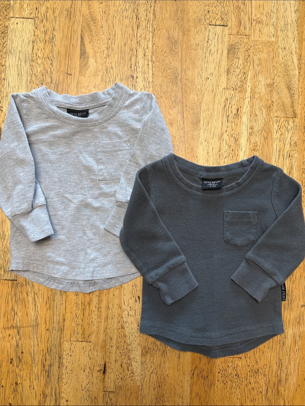 Little Bipsy  Long-Sleeve Pocket Tops - Gray & Charcoal